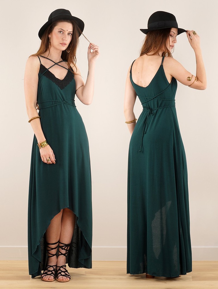 Peacock teal Women Toonzshop Topäaz Loose Strappy Long Dress Dress | KOGTSMW-97