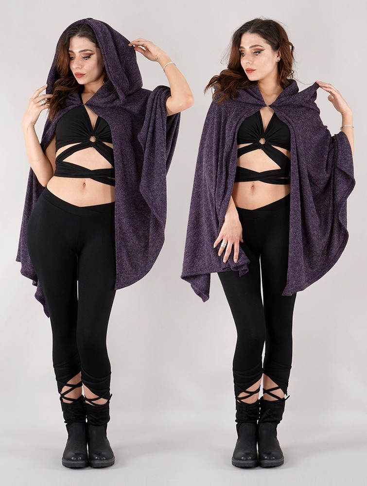 Purple Women Toonzshop Danae Hooded Cape Ponchos | FAMILYW-05