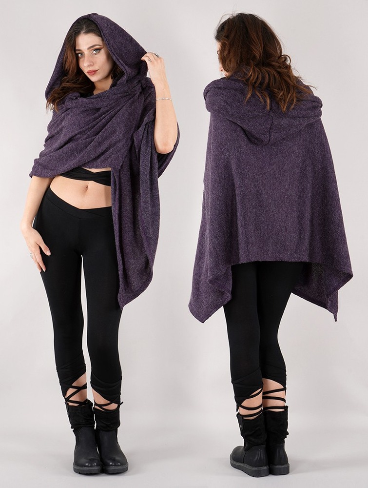 Purple Women Toonzshop Danae Hooded Cape Ponchos | FAMILYW-05