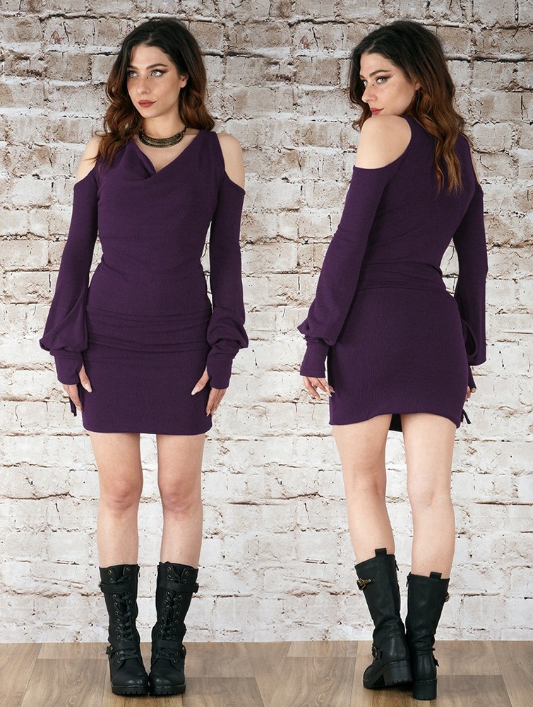 Purple Women Toonzshop Elixir Bare Shoulder Sweater Dress Dress | TCEIFXY-78