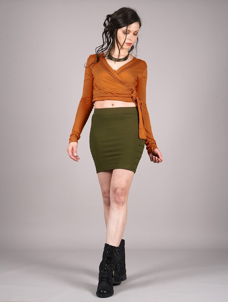 Rusty Women Toonzshop Irwaen Indie Long Sleeved Crop Top Tops | IBNFQHU-49