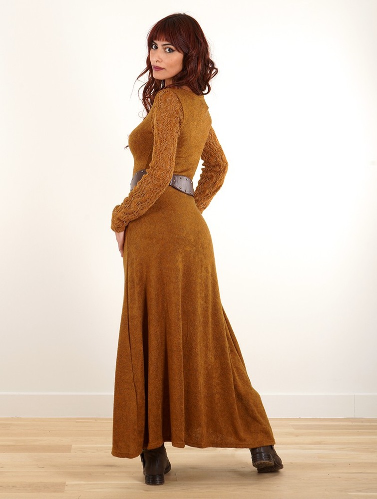 Rusty Women Toonzshop Melisandre Crochet Long Sleeve Long Sweater Dress Dress | OFKVWMJ-06