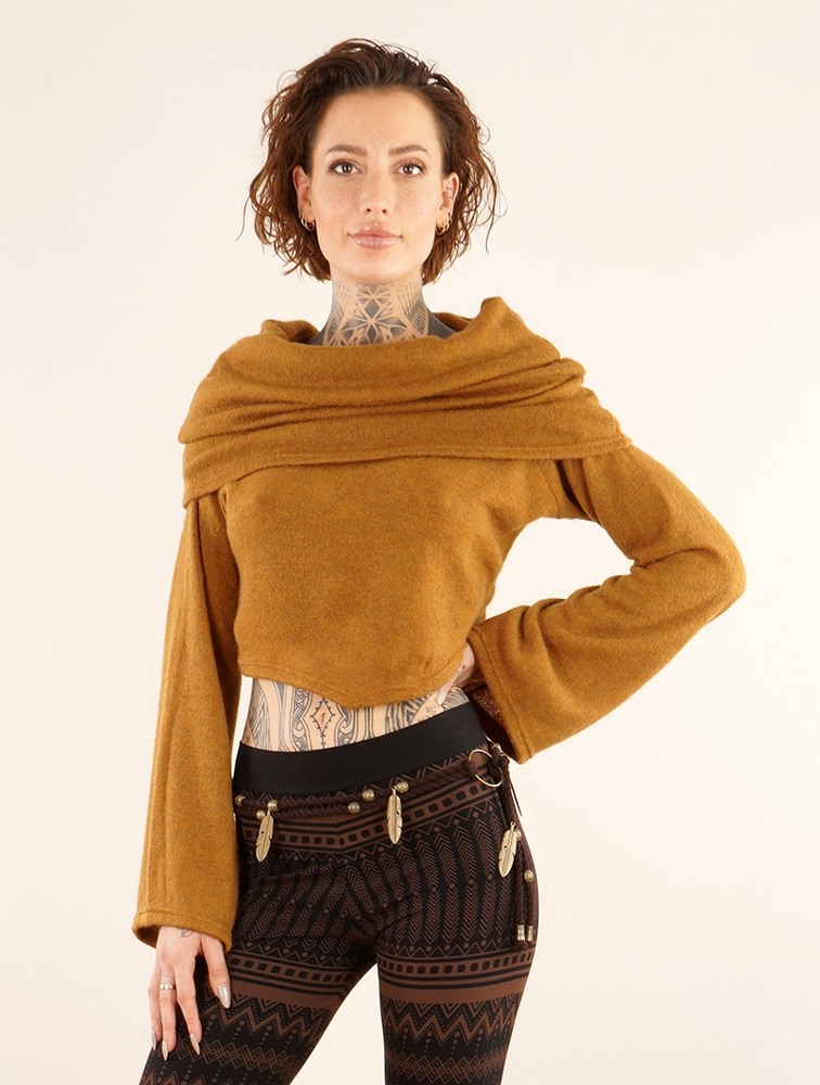 Rusty Women Toonzshop Obsidian Flared Sleeve Crop Sweater Sweater | VPHNSLQ-46