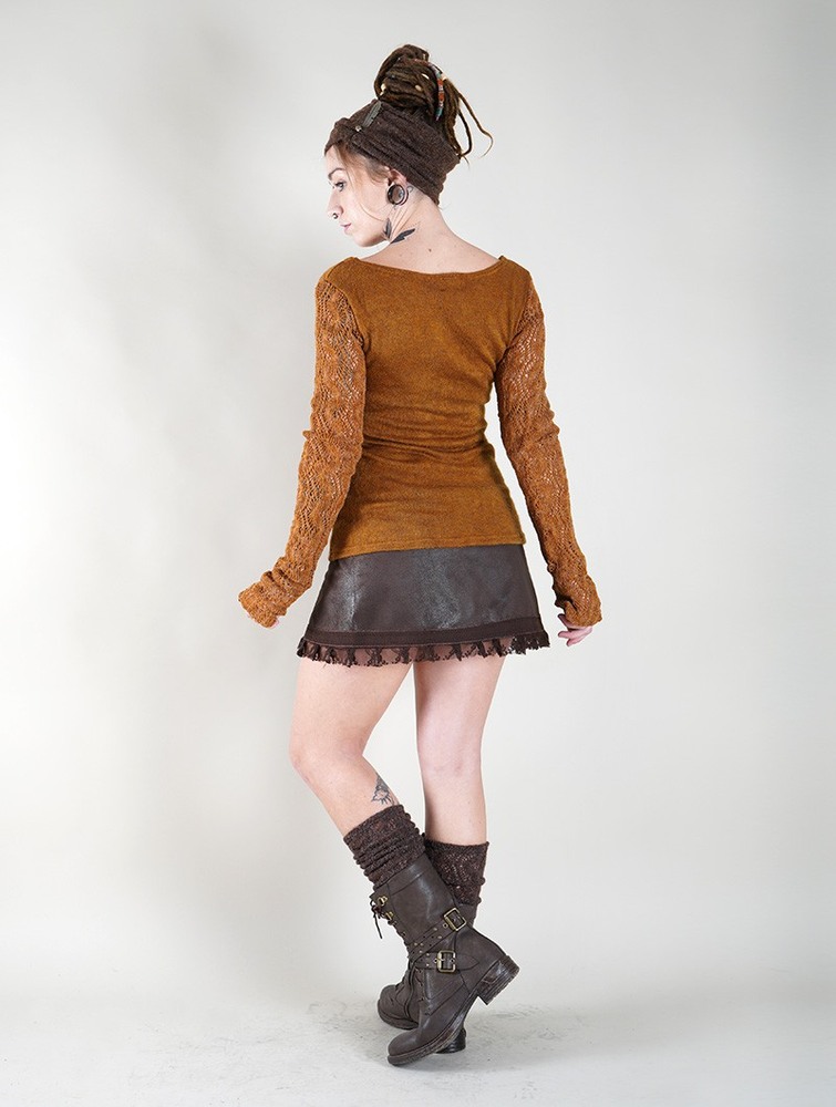 Rusty Women Toonzshop Oroshï Crochet Sleeve Sweater Sweater | FYQPNSZ-09