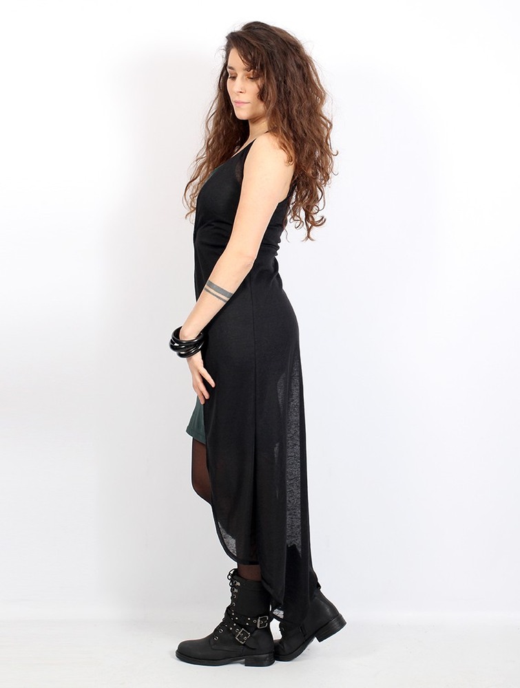 Semi sheer black Women Toonzshop Marrakech Sleeveless Long Vest Vest | JKBNRMF-43