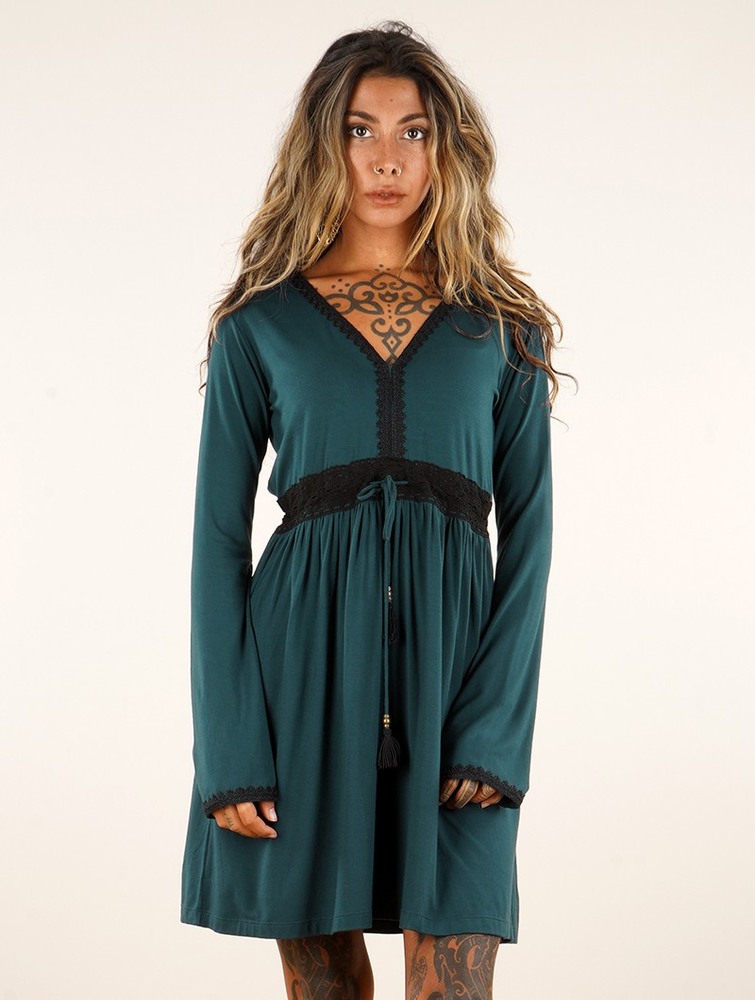 Teal Women Toonzshop Firiel Long Sleeve Dress With Crochet Detail Dress | KFRELBH-30