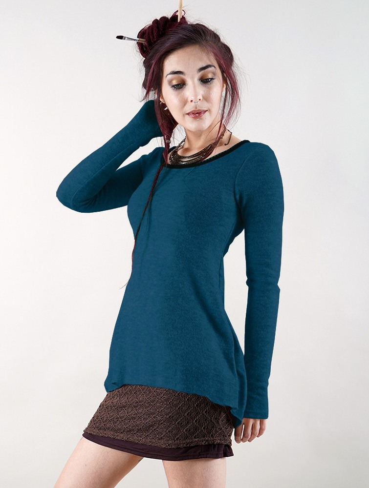 Teal blue Women Toonzshop Bohemian Tunic Pullover Pullover | WBSQRXU-56