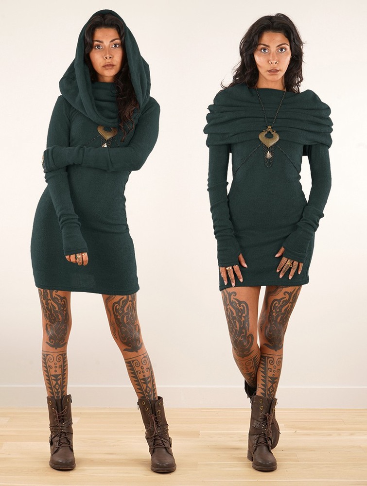 Teal blue Women Toonzshop Mantra Sweater Dress Dress | AMNSVXK-24