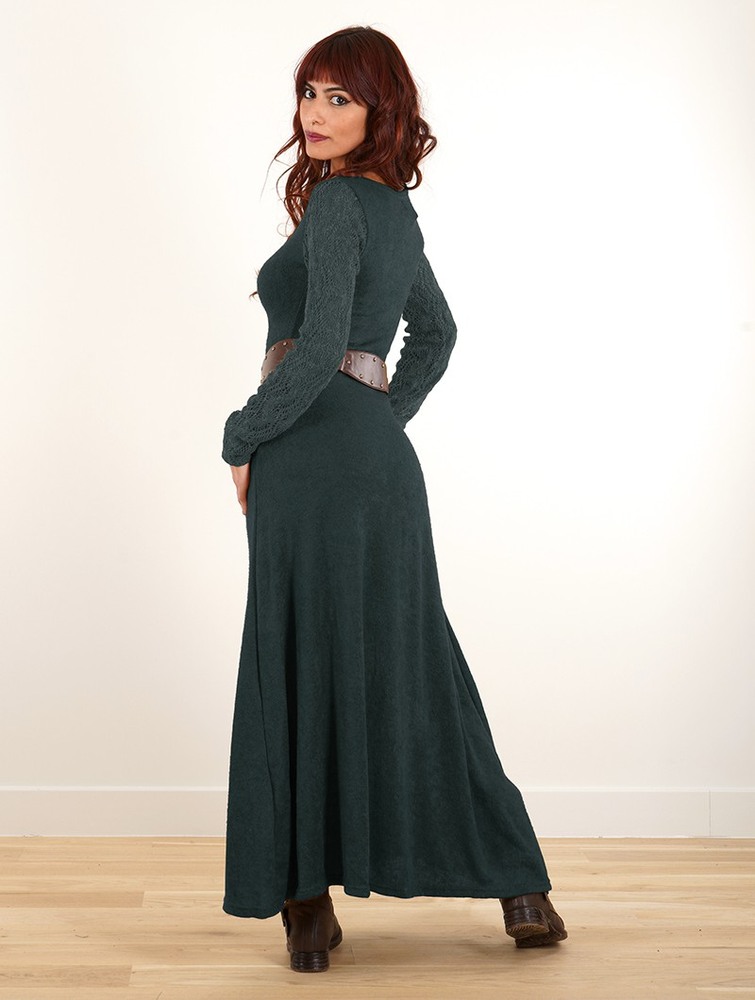 Teal blue Women Toonzshop Melisandre Crochet Long Sleeve Long Sweater Dress Dress | VHYANTJ-36