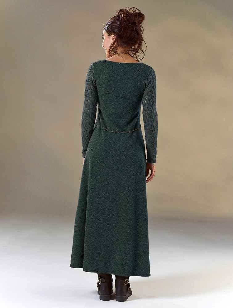 Teal blue Women Toonzshop Melisandre Crochet Long Sleeve Long Sweater Dress Dress | VHYANTJ-36