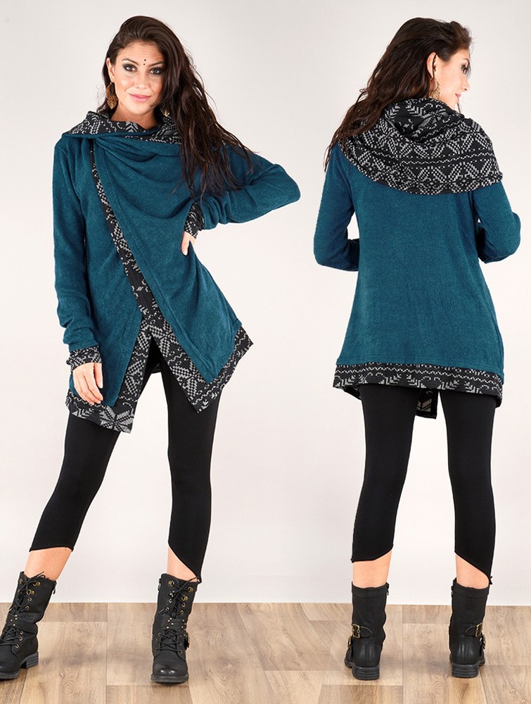 Teal blue Women Toonzshop Namkha Heimaey Cardigan Cardigan | IJYQOTU-82