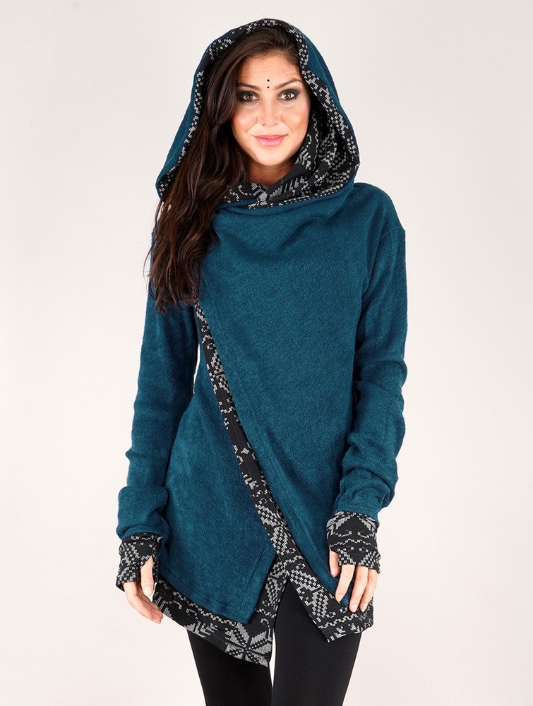 Teal blue Women Toonzshop Namkha Heimaey Cardigan Cardigan | IJYQOTU-82