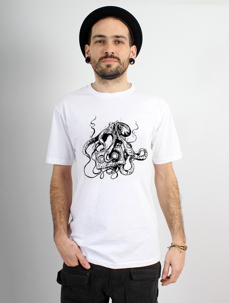 White Men Toonzshop Octopus K7 Printed Short Sleeve T-shirt T-Shirt | SGTWYUL-16