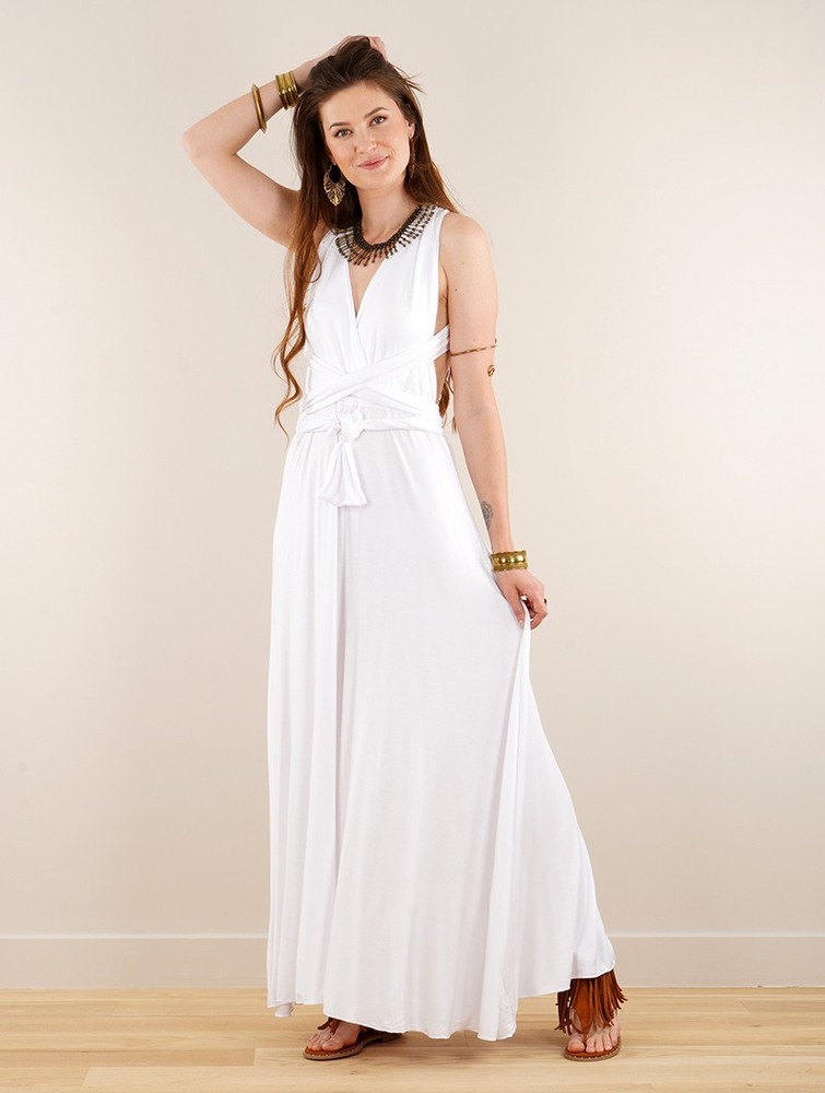 White Women Toonzshop Wakiza Long Infinity Dress Dress | HVZEAWP-98