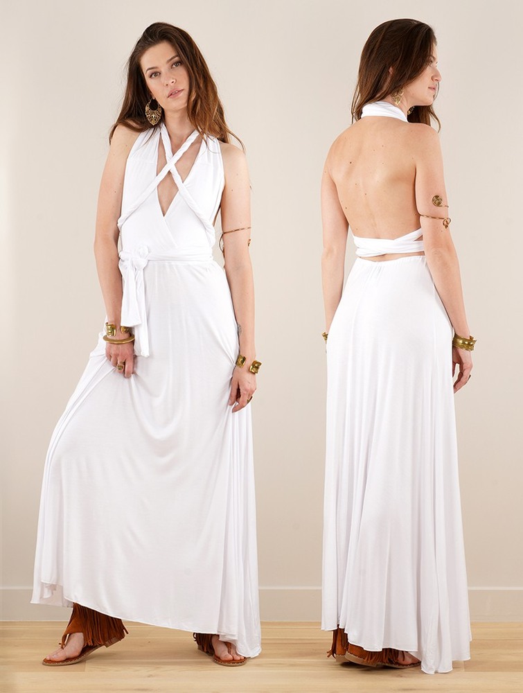 White Women Toonzshop Wakiza Long Infinity Dress Dress | HVZEAWP-98