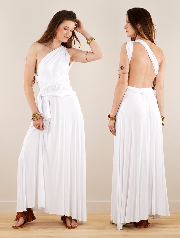 White Women Toonzshop Wakiza Long Infinity Dress Dress | HVZEAWP-98