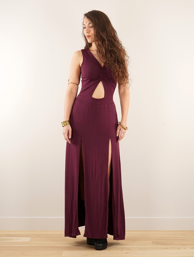 Wine Women Toonzshop Andreas Long Split Strappy Dress Dress | GZBFJQX-54