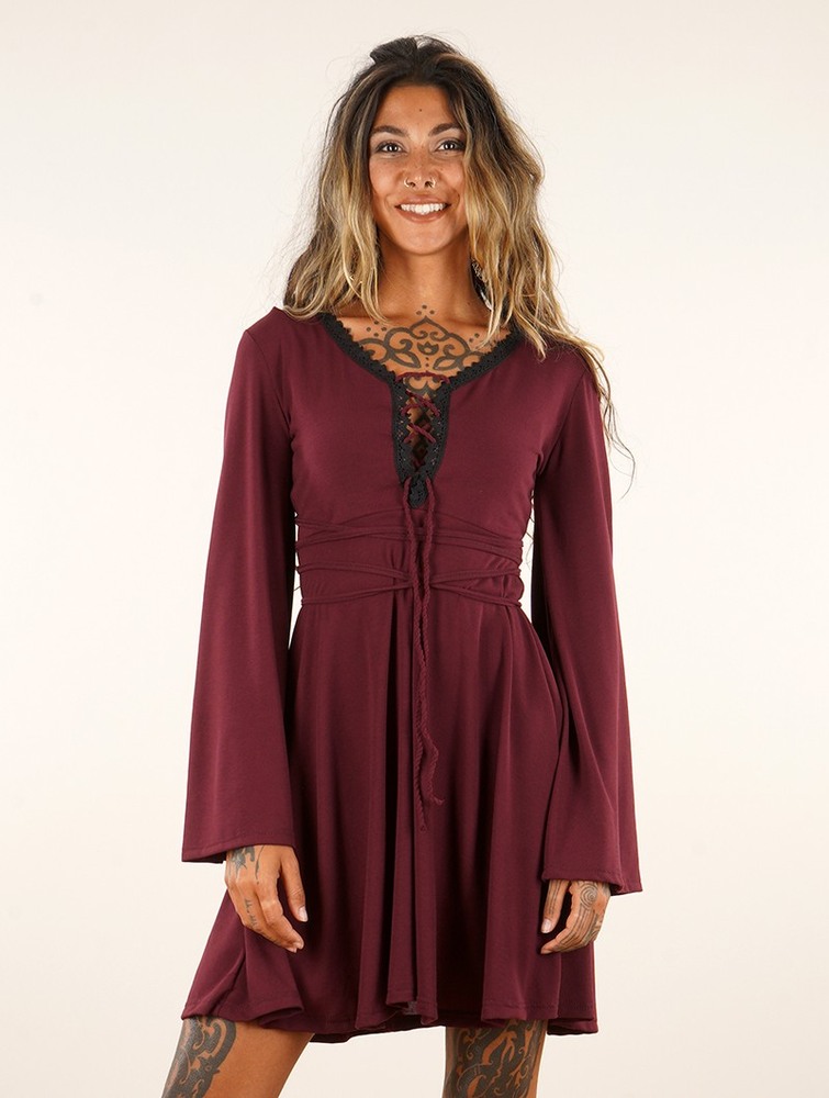 Wine Women Toonzshop Bohemian Dress 