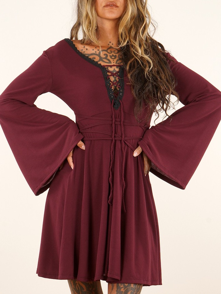 Wine Women Toonzshop Bohemian Dress 