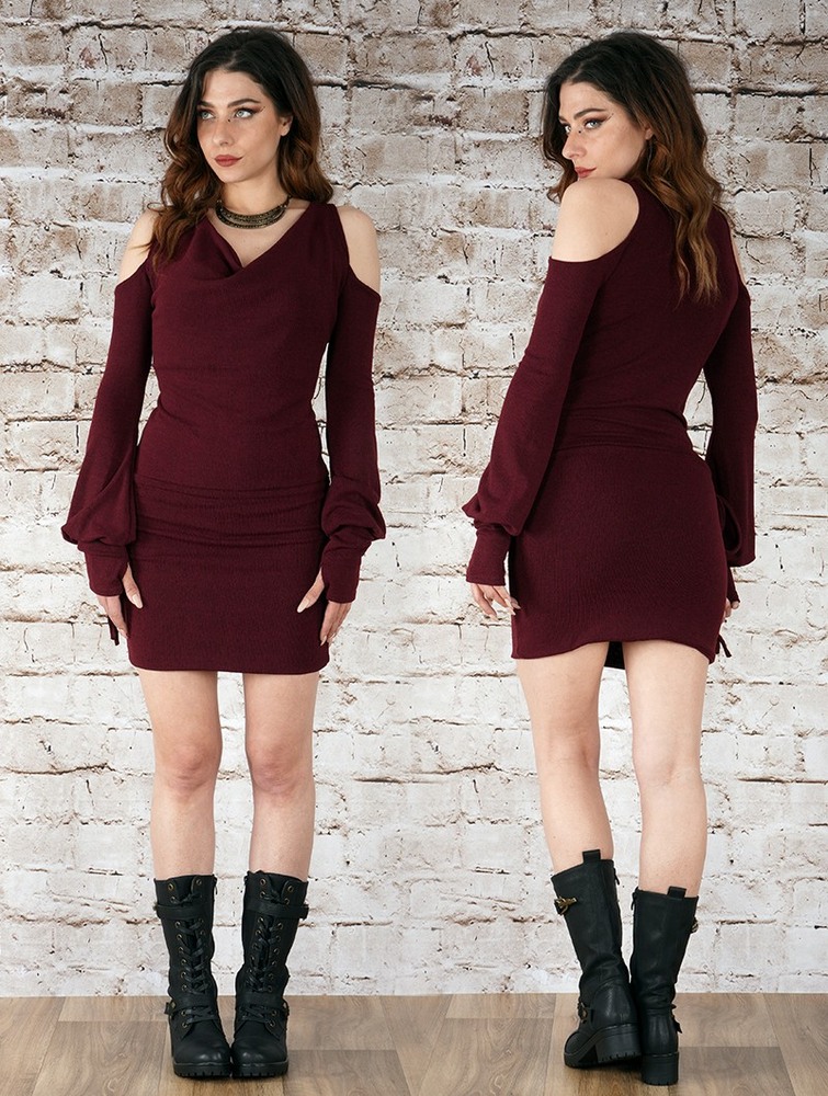 Wine Women Toonzshop Elixir Bare Shoulder Sweater Dress Dress | VNQCBTS-24