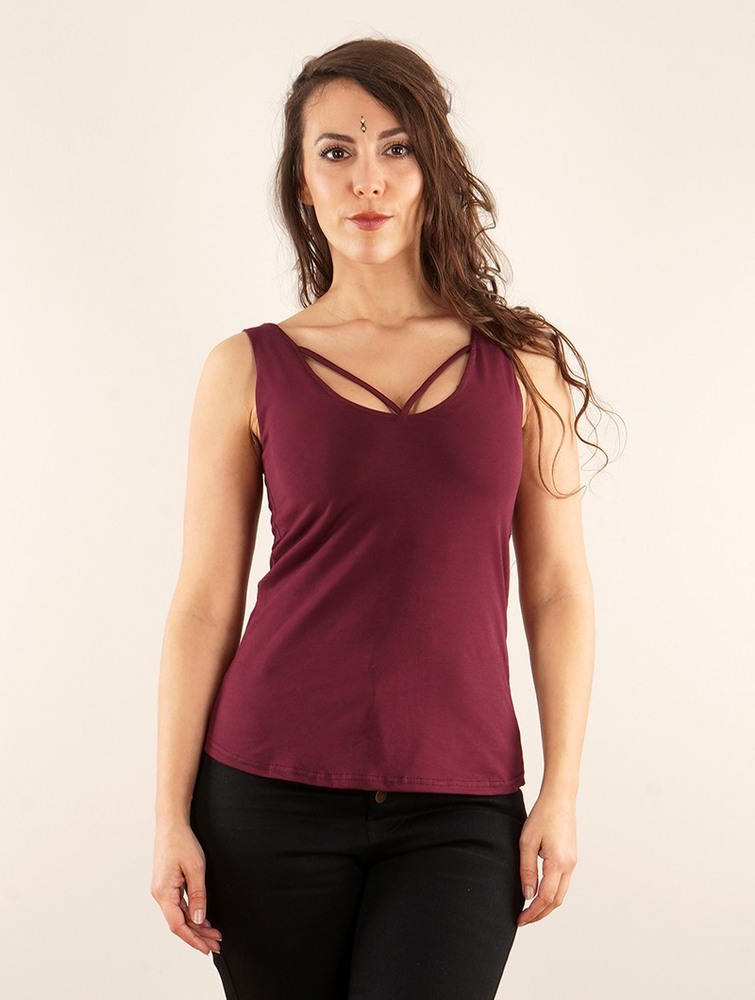 Wine Women Toonzshop Full Moon Reversible Top Tops | CKIZNVL-09