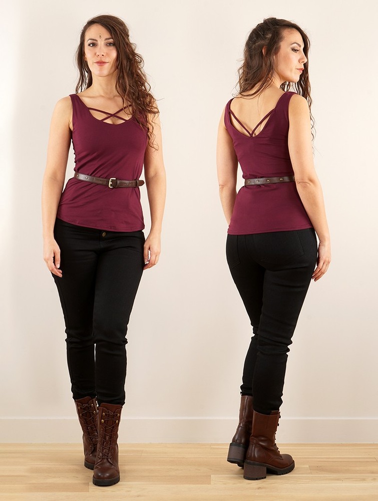 Wine Women Toonzshop Full Moon Reversible Top Tops | CKIZNVL-09