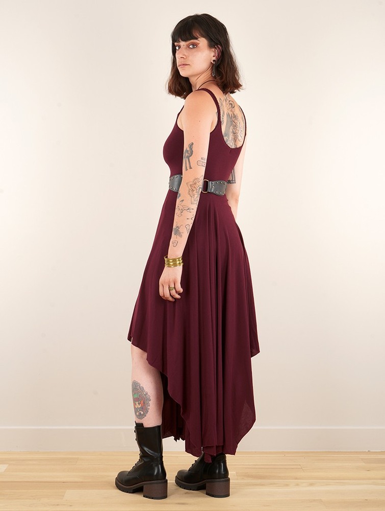 Wine Women Toonzshop Gypse Asymmetric Flared Long Dress Dress | ENWHCMG-79