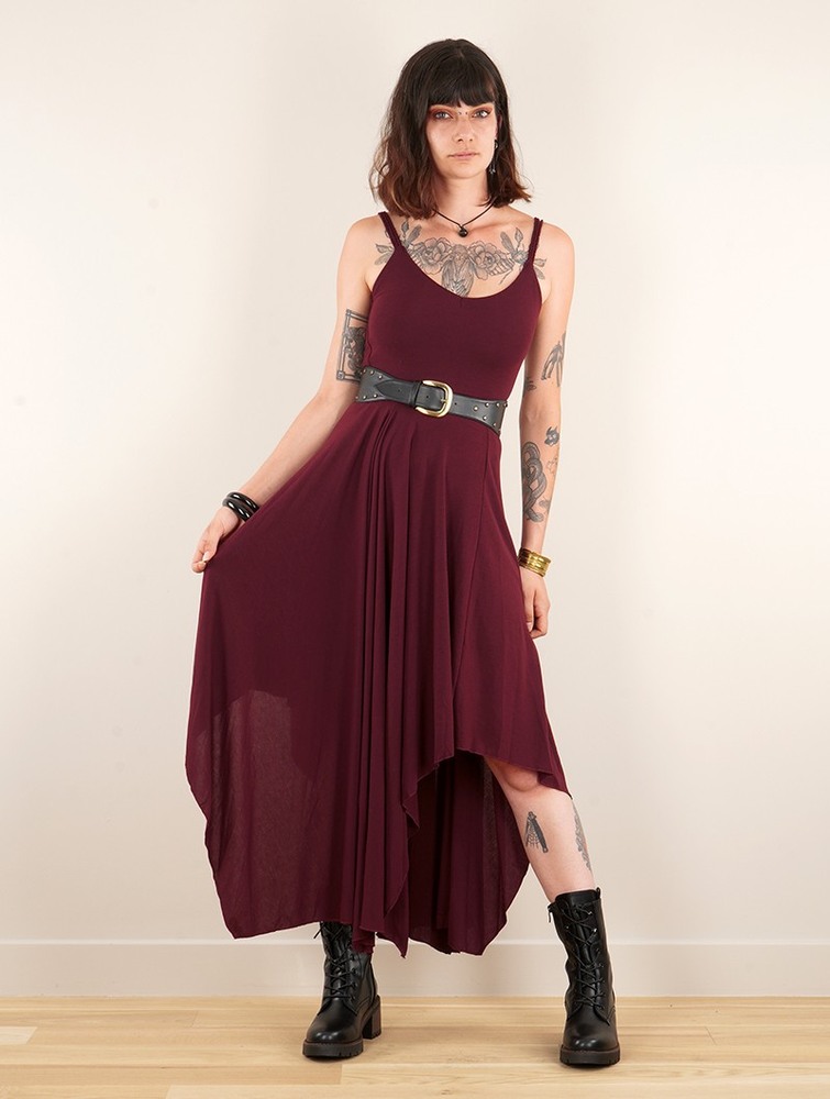 Wine Women Toonzshop Gypse Asymmetric Flared Long Dress Dress | ENWHCMG-79