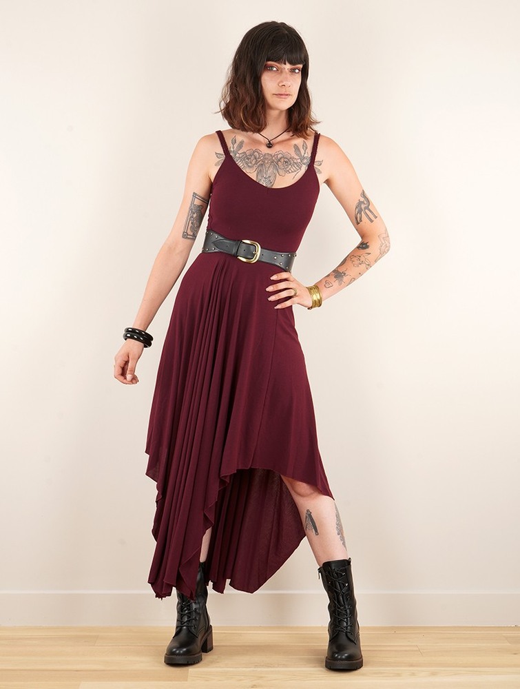 Wine Women Toonzshop Gypse Asymmetric Flared Long Dress Dress | ENWHCMG-79