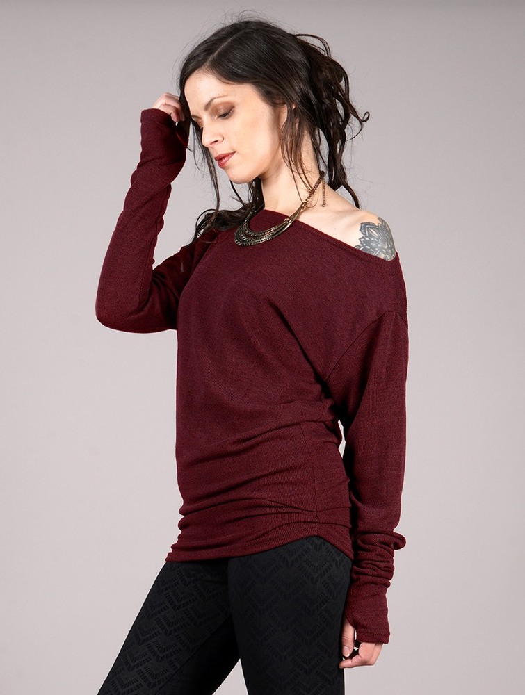 Wine Women Toonzshop Kayäaz Batwing Sleeve Sweater Sweater | DPJCYMA-95