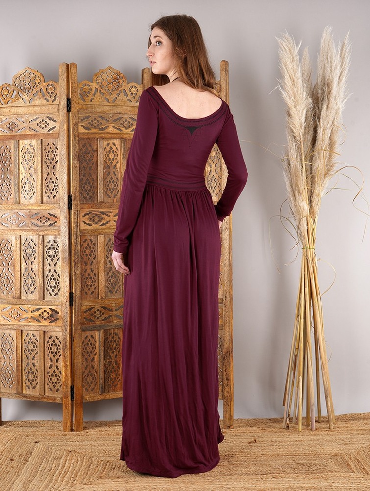 Wine Women Toonzshop Lotus Artanis Long Sleeve Long Dress Dress Dress | NTMUSBA-01