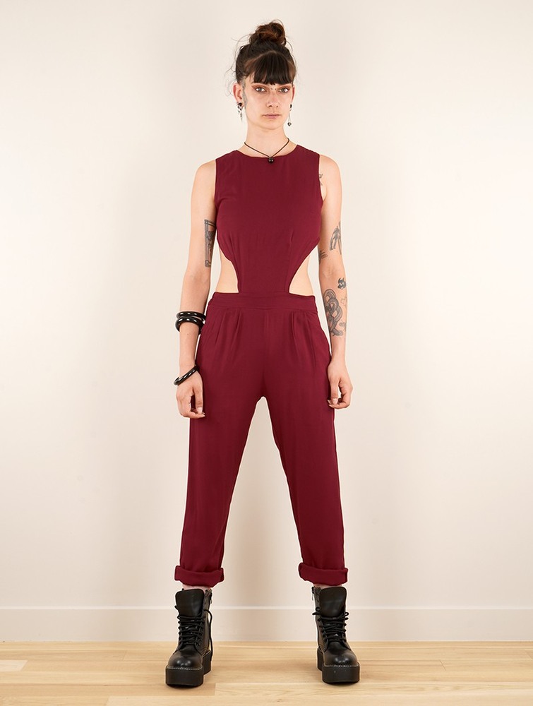 Wine Women Toonzshop Minyar Bare Back Strappy Jumpsuit Jumpsuit | PJKDSAO-07