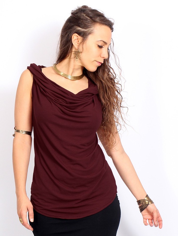 Wine Women Toonzshop Nephilim Cowl Neck Sleeveless Top Tops | HJZXEUW-04