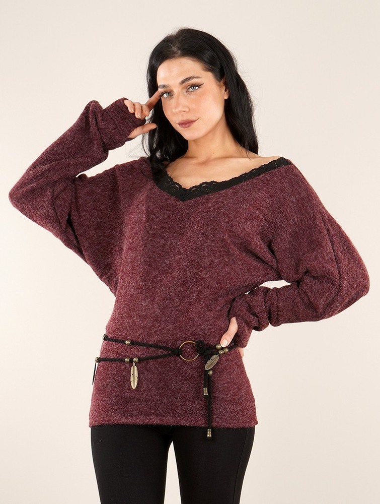 Wine Women Toonzshop Physälis 2in1 Roll-up Sweater Sweater | EIJMLQF-29