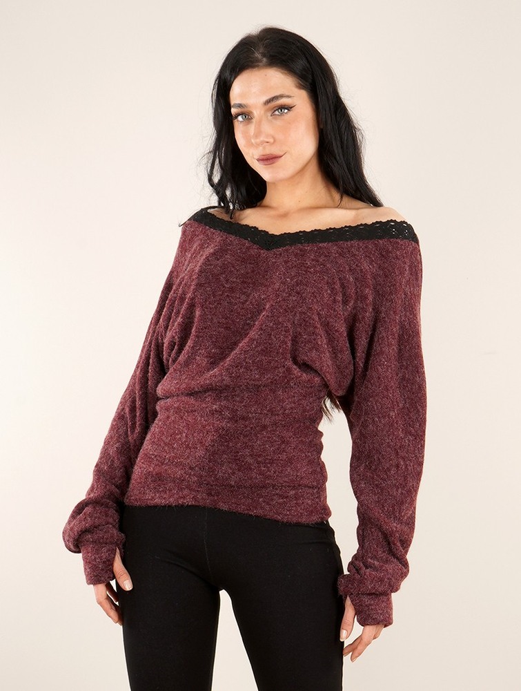 Wine Women Toonzshop Physälis 2in1 Roll-up Sweater Sweater | EIJMLQF-29