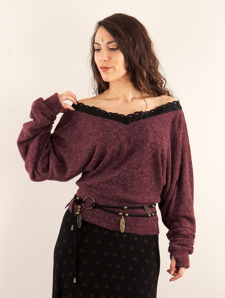 Wine Women Toonzshop Physälis 2in1 Roll-up Sweater Sweater | EIJMLQF-29