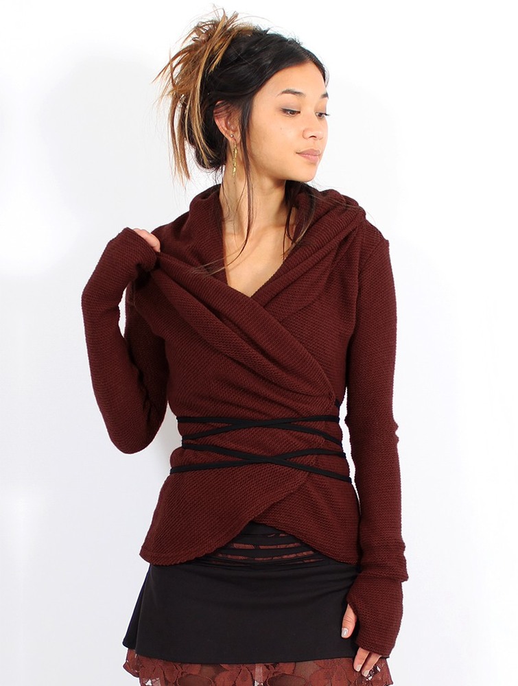 Wine Women Toonzshop Plume Wrap Over Cardigan Cardigan | TXMCKQE-39