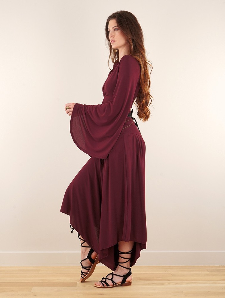 Wine Women Toonzshop Shojo Skirted Harem Pant 2in1 Dress Dress | LTMOKQB-74