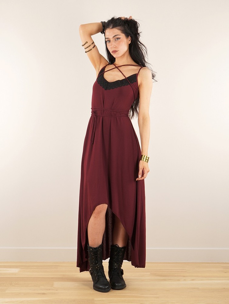 Wine Women Toonzshop Topäaz Loose Strappy Long Dress Dress | LAQGRIM-64