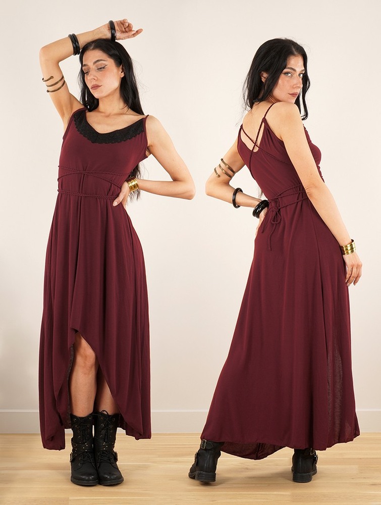 Wine Women Toonzshop Topäaz Loose Strappy Long Dress Dress | LAQGRIM-64