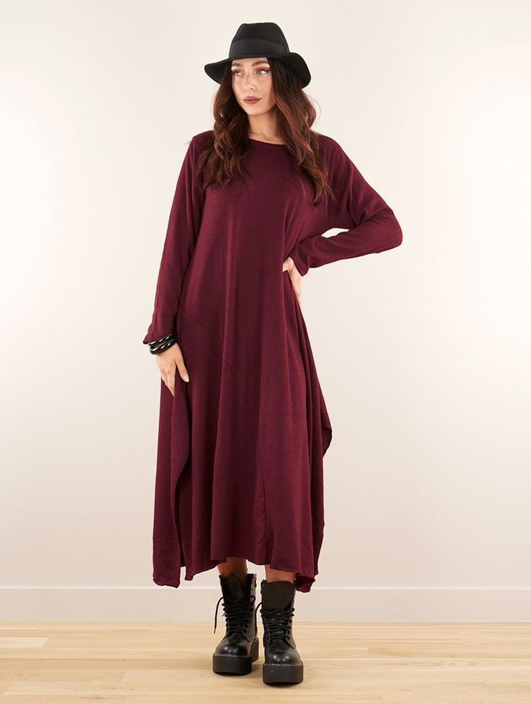 Wine Women Toonzshop Wasilah Long Sweater Dress Dress | HSKUTQW-56