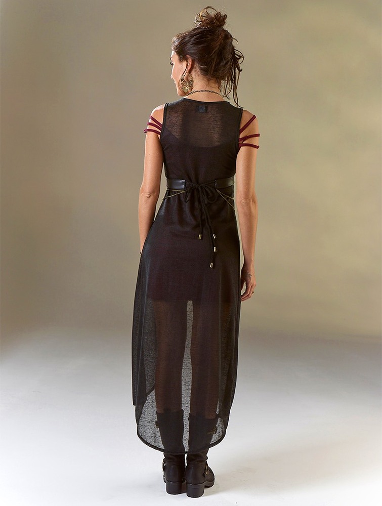 Wine and black Women Toonzshop Marrakech Short Front And Long Back Sleeveless Dress Dress | IRVGONJ-73