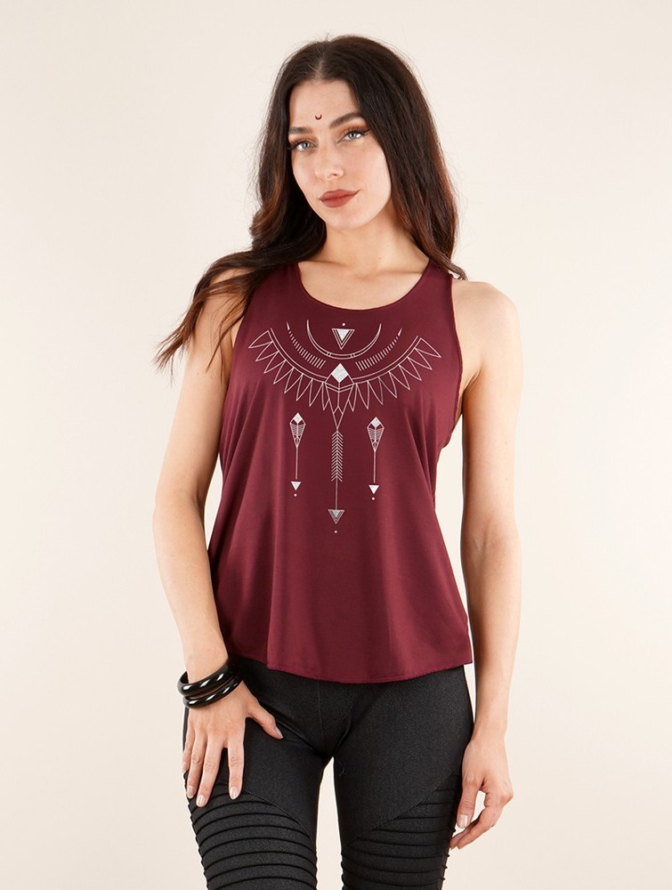 Wine and silver Women Toonzshop Amonet Printed Tank Top Tank Top | VONYDHW-04