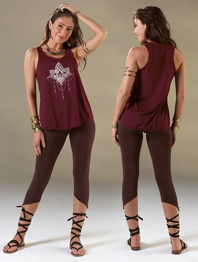 Wine and silver Women Toonzshop Anitaya Printed Tank Top Tank Top | XRTAJBP-45