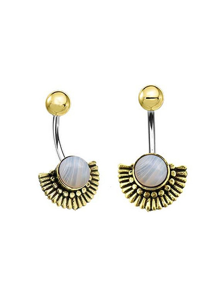 Women Toonzshop Aylin Botswana Agate Golden Brass Belly Piercing Bras | NBUMECV-25